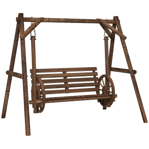 Rootz 2 Person Garden Bench - Outdoor Swing - Rustic Wood Bench - Relaxation & Comfort - 200L x 137W x 167H cm
