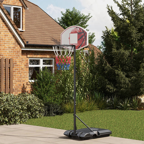 Rootz Freestanding Adjustable Basketball Hoop - Portable Hoop - Moveable Goal - Height Adaptable - 72L x 45.5H cm Backboard