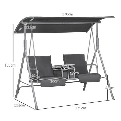 Rootz Hollywood Swing - Porch Swing - 2-Seater Garden Swing - UV Protection - 175cm x 110cm x 165cm