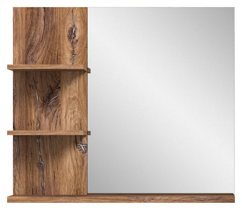 Rootz Ramon Wall Mirror - Gray Bathroom Furniture - Floating Shelves - Sustainable Wood Material - 80cm x 70cm x 20cm