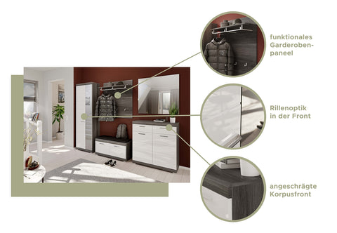 Rootz Shoe Cabinet Scout - Wardrobe Piece - Shoe Organizer - High Gloss Front - Sustainable Wood - 90cm x 96cm x 37cm