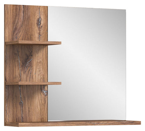 Rootz Ramon Wall Mirror - Gray Bathroom Furniture - Floating Shelves - Sustainable Wood Material - 80cm x 70cm x 20cm