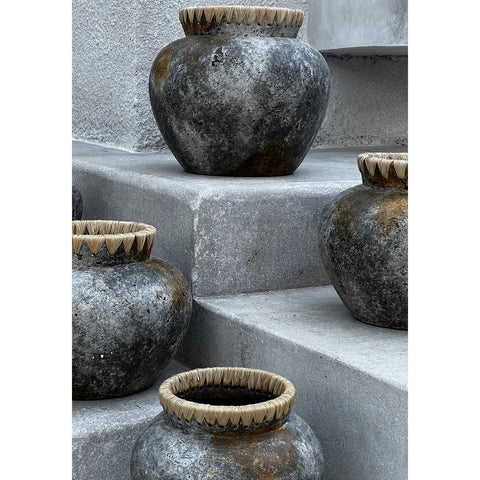 Rootz Styly Vase - Antique Vase - Terracotta Vase - Coastal Decor - 22cm x 22cm x 19cm