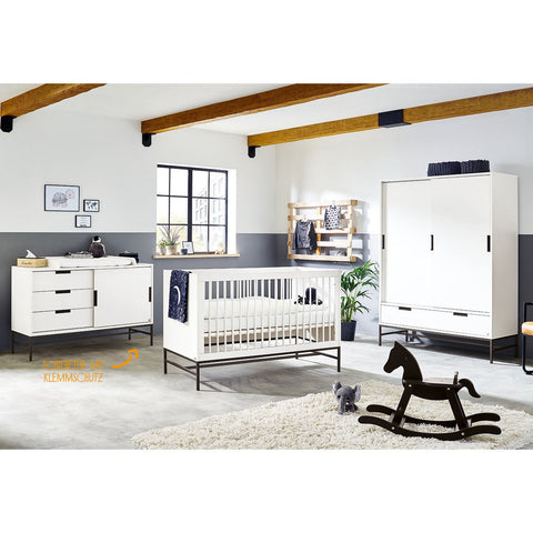 Rootz Nursery Set - Cot Bed - Extra Wide Changing Unit - Large Wardrobe - Versatile Design - 145cm x 75cm x 95cm, 140cm x 77cm x 96cm, 140cm x 52cm x 187cm
