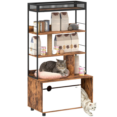 Rootz 3-Tier Shelf Cat Litter Box - Enclosed Cat House - Hidden Litter Cabinet - Privacy Ensured - 80cm x 48cm x 152cm