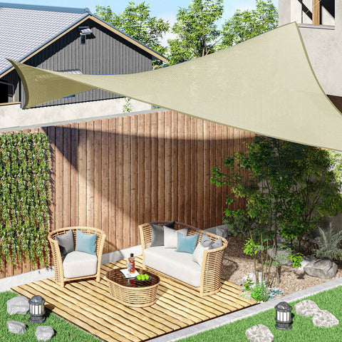 Rootz Sun Sail Canopy - Sun Shade - UV Protector - 90% UV Protection - 3m x 4m Brown HDPE - Ideal for Terraces, Balconies & Gardens