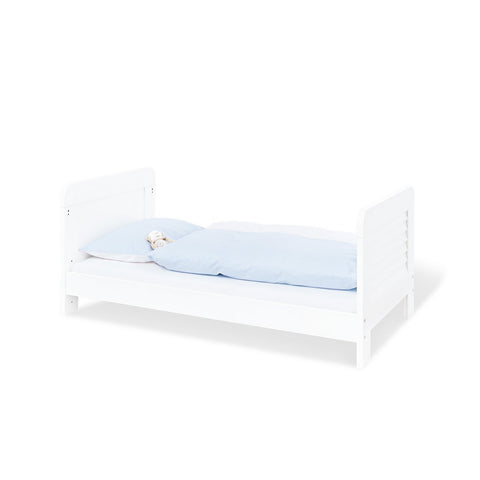Rootz 2 Piece Set 'Siena' Cot Bed - Convertible Crib - Nursery Bed - Converts to Junior Bed/Sofa 146cm x 79cm x 91cm & Changing Unit - White Furniture 106cm x 79cm x 98cm