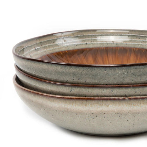 Rootz Comporta Pasta Plate Set - Dinnerware - Chip-Proof Plates - Crackle Glaze - 22cm x 22cm x 5cm