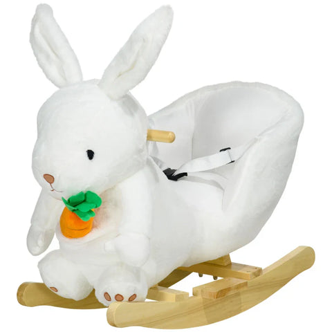 Rootz Rocking Horse In Rabbit Design - Sound Effects - Lap Belt - For Children Up To 3 Years - White - 60 x 33 x 50 cm
