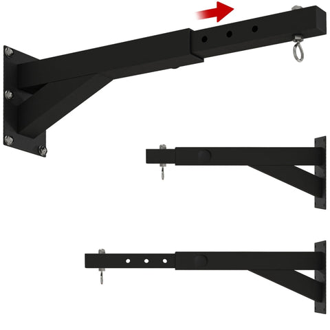 Rootz Punch Bag Holder - Wall Mount - Adjustable Length - Steel Frame - 360° Rotating Hook - Stability - 45-65cm x 12cm x 20cm