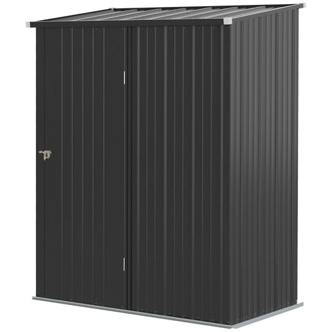 Rootz Tuinhuis - Gereedschapsschuur - Buitenopslag - Weerbestendig - Afsluitbare deur - Ruim interieur - 161,5 cm x 94,5 cm x 196 cm - Gegalvaniseerd staal - Zwart