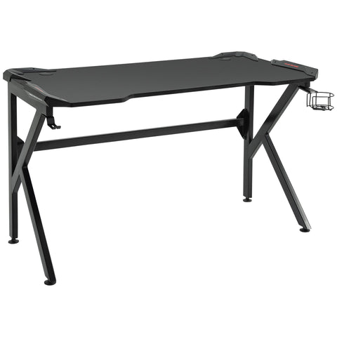 Rootz Gaming Desk - Gamer Desk - Computer Desk - Modern Design - 120cm x 66cm x 75cm - Carbon Fiber Texture - Headphone & Cup Holder