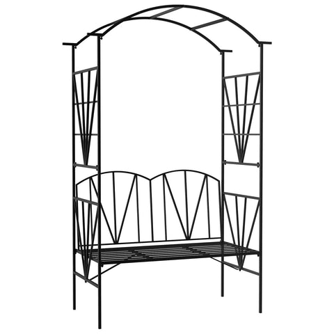 Rootz Garden Arch 2-Seat Bench - Rose Arch - Climbing Plant Support - Adds Style & Functionality - 115cm x 54cm x 203cm