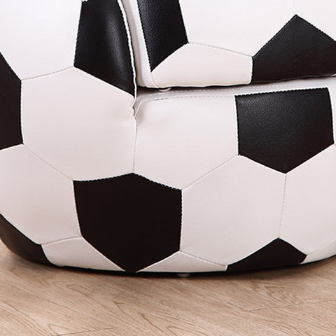 Rootz Children's Armchair with Stool - Kids Sofa - Football Chair - Fun Design - High-Quality Workmanship - Comfortable Padding - 51.5cm x 47.5cm x 43cm - Faux Leather