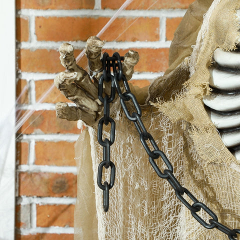 Rootz Animated Halloween Decoration - Hanging Skeleton - Twistable Arms - Touch & Sound Activation - Glowing Head & Chest - 70cm x 18cm x 183cm