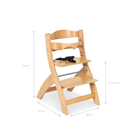 Rootz Thilo Step Chair - Adjustable High Chair - Solid Wood Chair - Grows with Child - 46cm x 64cm x 79cm