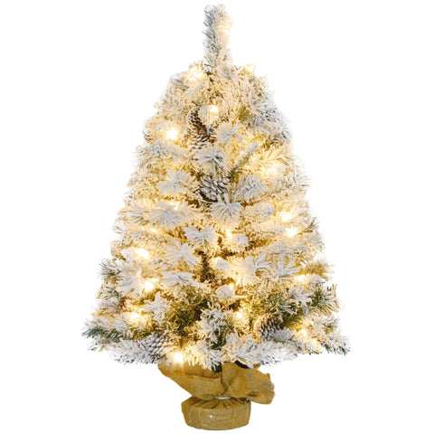 Rootz LED Christmas Tree - Artificial Xmas Tree - Warm White LED Lights - Decorative Pine Cones - Flame-Retardant Branches - 47cm x 90cm
