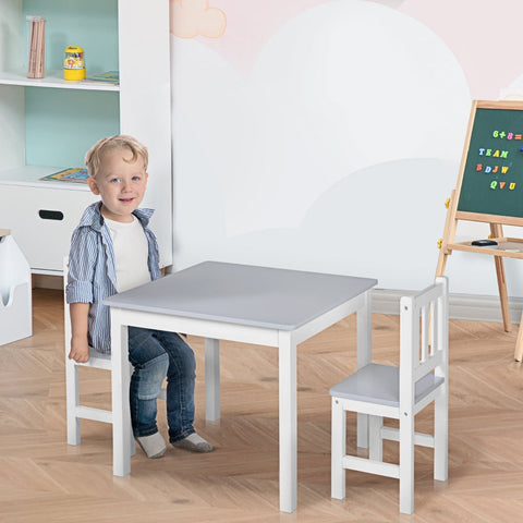 Rootz 3 Piece Children's Seating Group - Kids Table and Chairs - Toddler Furniture Set - Durable Pinewood & MDF - 60cm x 50cm x 48cm (Table), 25cm x 25cm x 55cm (Chairs) - Ages 3+ - Easy to Assemble and Clean