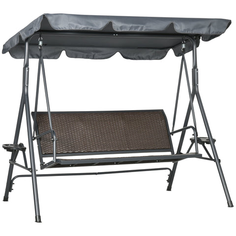 Rootz 3-Seater Garden Lounger - Outdoor Swing - Patio Recliner - Ergonomic Design - 204cm x 112cm x 150cm