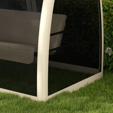 Rootz 3 Seater Patio Swing - Porch Swing with Bed Function - Mosquito-Protected Swing - Steel Frame - 240cm x 140cm x 197cm