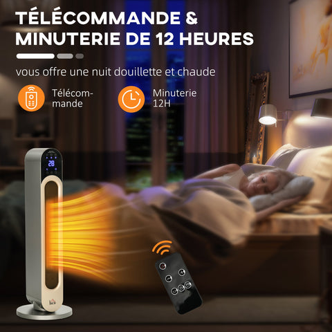 Rootz Swivel Fan Heater - Mini Ceramic Radiator - Additional Heater - Energy Efficient - Ø 25 x 73.5H cm