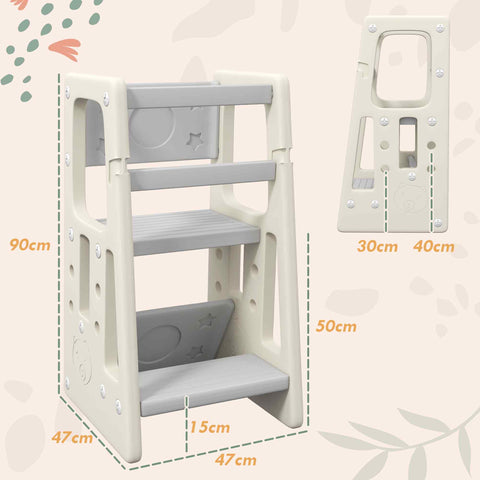Rootz Learning Tower - Observation Tower - Child Step Stool - Height Adjustable - Ergonomic Design - 47cm x 47cm x 90cm