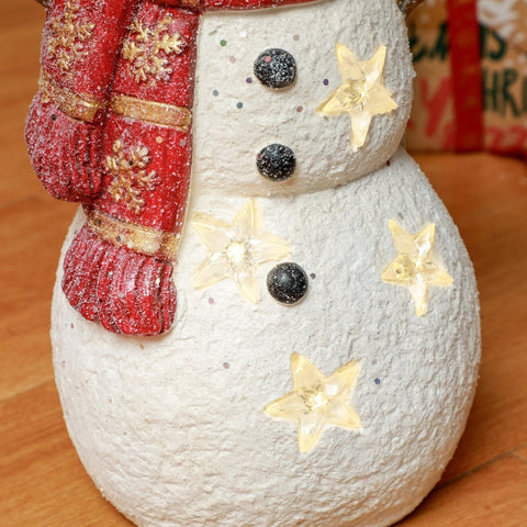 Rootz Snowman Christmas Decoration - LED Snowman Figure - Battery Operated - 38cm Tall - Festive Decor - 25cm x 15.5cm x 38cm