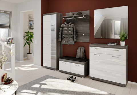 Rootz Shoe Cabinet Scout - Wardrobe Piece - Shoe Organizer - High Gloss Front - Sustainable Wood - 90cm x 96cm x 37cm