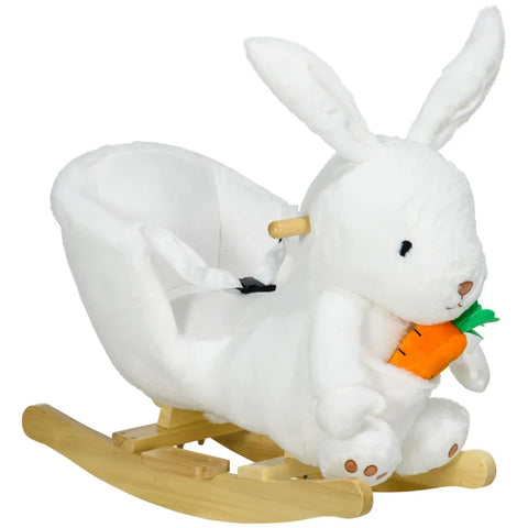 Rootz Rocking Horse In Rabbit Design - Sound Effects - Lap Belt - For Children Up To 3 Years - White - 60 x 33 x 50 cm