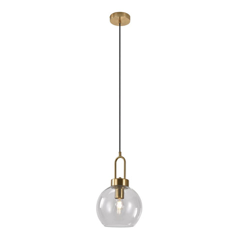 Rootz Luton Pendant Light - Ceiling Light - Hanging Lamp - Elegant Clear Glass Shade - Brass Socket - Ø20cm x 33cm x 150cm Cord Length