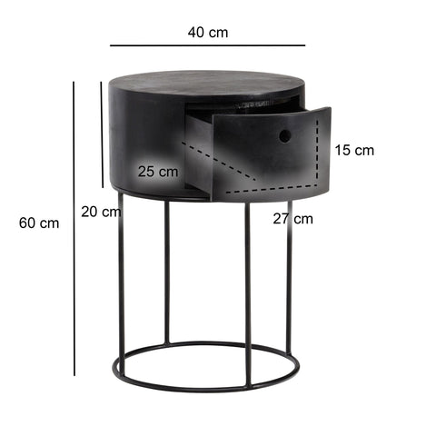 Rootz Round Night Boxes - Modern Bedside Tables - Elegant Wood Grain Nightstands - Unique Design - 40cm x 40cm x 60cm