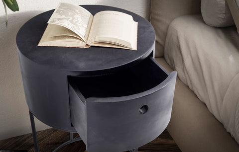Rootz Round Night Boxes - Modern Bedside Tables - Elegant Wood Grain Nightstands - Unique Design - 40cm x 40cm x 60cm