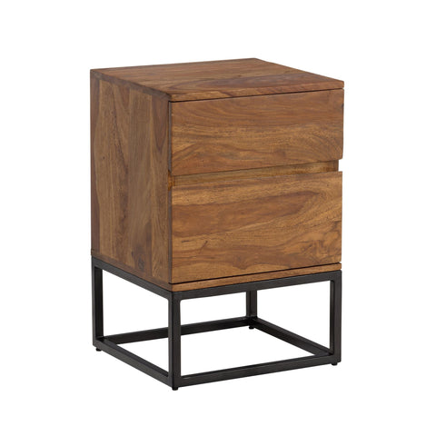Rootz Modern Night Box - Industrial Style Nightstand - Bedside Table - Spacious Storage - 40cm x 38cm x 60cm