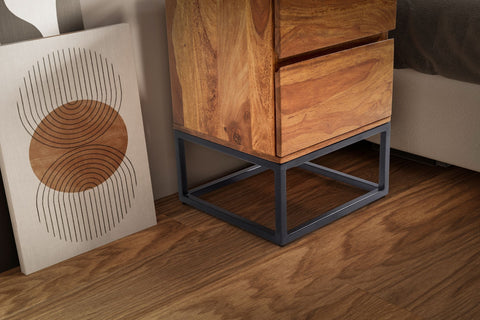 Rootz Modern Night Box - Industrial Style Nightstand - Bedside Table - Spacious Storage - 40cm x 38cm x 60cm