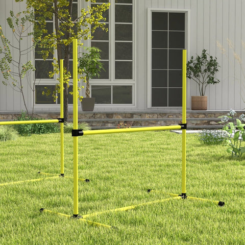 Rootz Dog Agility Set - 4 Piece Puppy Training Kit - Obstacle Course - Adjustable Height - Indoor Outdoor - Lightweight - Yellow - 99cm x 65cm x 94cm