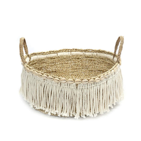 Rootz Boho Fringe Basket - Decorative Holder - Storage Container - Bohemian Style - 40cm x 17cm x 40cm