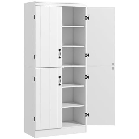 Rootz Kitchen Cabinet Buffet - Dining Room Storage - Modern Style Cupboard - Ample Storage - 76 x 40 x 177 cm White