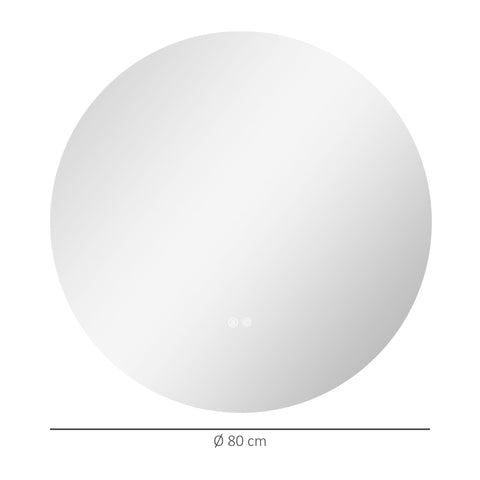 Rootz LED Round Bathroom Mirror - Wall Mirror - Touch Switch Mirror - Anti-fog Function - Ø 80 x 3.5T cm