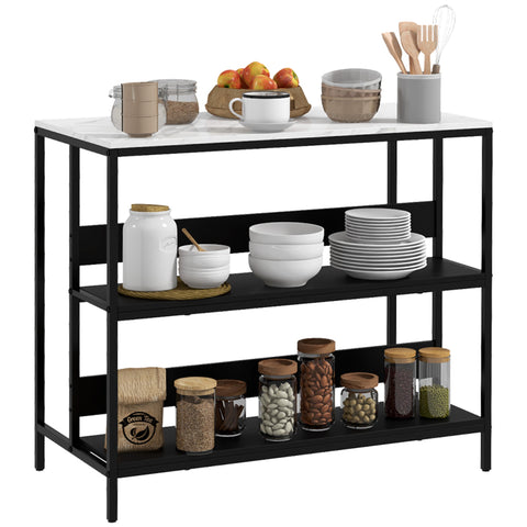 Rootz Modern Kitchen Island - Kitchen Cart - Kitchen Storage - Sturdy Black Steel & MDF - 100W x 50D x 90H cm