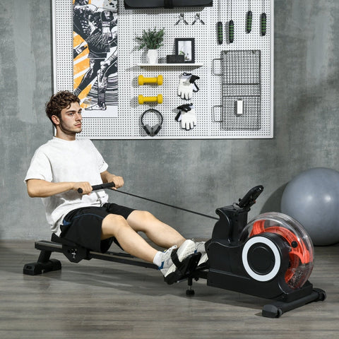 Rootz Folding Rowing Machine - Home Rowing Equipment - Water Rowing - Adjustable Resistance - LCD Display - Non-Slip Pedals - Compact Storage - 190cm x 50cm x 65cm
