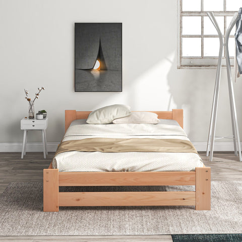 Rootz Solid Wood Bed Frame - Wooden Bed - Pine Bed - Eco-Friendly - 205L x 97W x 49H cm