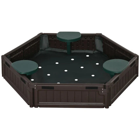 Rootz Kinderzandbak - Modulair ontwerp met deksel - Dekzeil - 4 zitplaatsen - Oxford polyester stof - Bruin - Φ120 x 21 cm