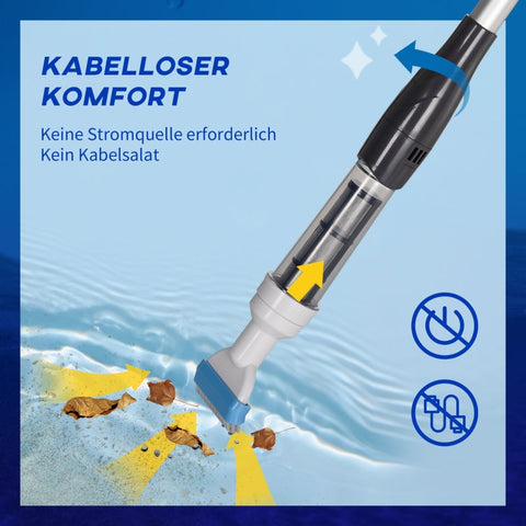 Rootz Pool Vacuum Cleaner - Cordless Pool Cleaner - Lightweight Pool Vacuum - Wireless Operation - High Suction Power - Length-Adjustable Handle - Ø6 x 106-162H cm - ABS, Aluminum