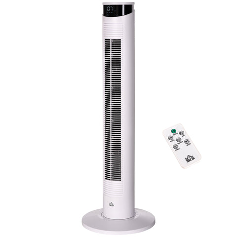 Rootz Column Fan with Remote Control - Tower Fan - Oscillating Fan - Energy Saving Timer - Ø 31.5 x 93 cm - White