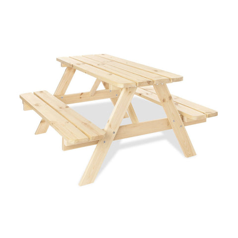 Rootz Children's Picnic Bench - Kids Outdoor Table - Solid Wood Bench - Natural Finish - 118cm x 119cm x 65cm