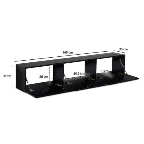 Rootz Hanging TV Base Cabinet - TV Stand - Entertainment Unit - Space-Saving Design - 160cm x 30cm x 30cm