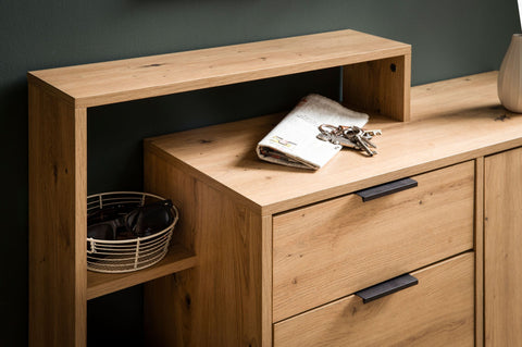 Rootz Large Shoe Cabinet - Modern Design - Shoe Storage - 3 Doors & Drawer - 5 Compartments - 98cm x 110cm x 30cm