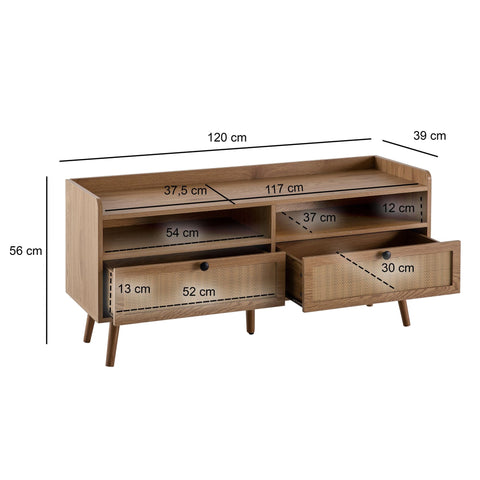 Rootz Modern TV Unit - Media Console - Entertainment Center - Space-Saving Design - 120cm x 56cm x 39cm