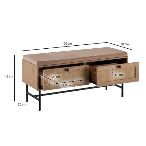 Rootz Modern Coat Bench - Storage Seat - Entryway Organizer - Spacious Drawers - 100cm x 48cm x 38cm
