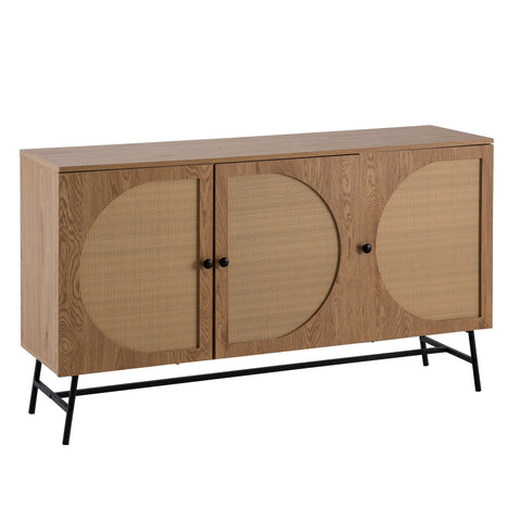 Rootz Stylish Sideboard - Modern Cabinet - Oak Decor Storage Unit - Adjustable Shelves - 140cm x 80cm x 39cm